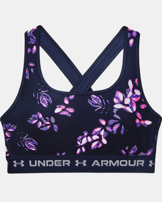 Women's Armour® Mid Crossback Printed Sports Bra, Navy, pdpMainDesktop image number 8